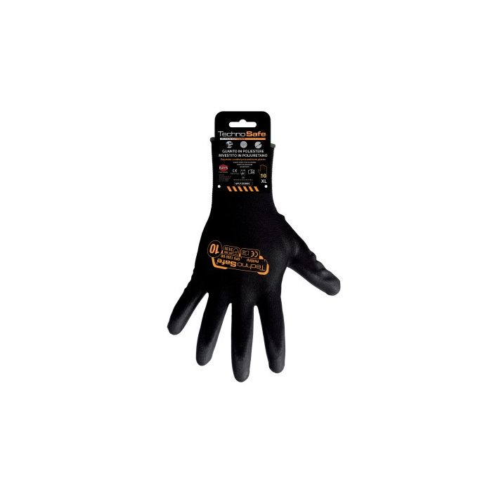 Guanto da lavoro spalmato in nitrile nero senza cuciture varie taglie Rays Technosafe Nitrilgrip