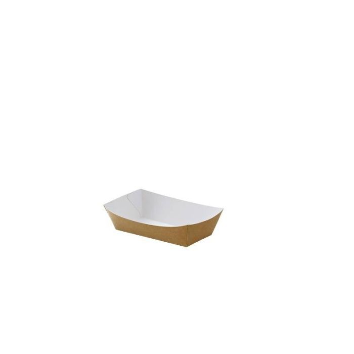Vaschetta per fritti in carta kraft avana e bianca 13 x 9,5 x 4,8 cm 400 ml 100 pezzi Leone
