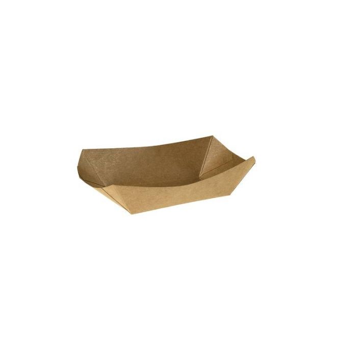 Vaschetta per fritti in carta kraft + PE avana 15 x 10,5 x 3,7 cm 300 ml 125 pezzi Leone