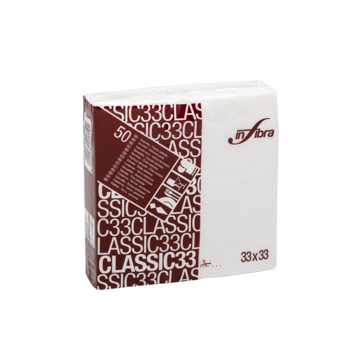 Tovagliolo 33 x 33 cm 2 veli bianco confezione 50 pezzi Infibra