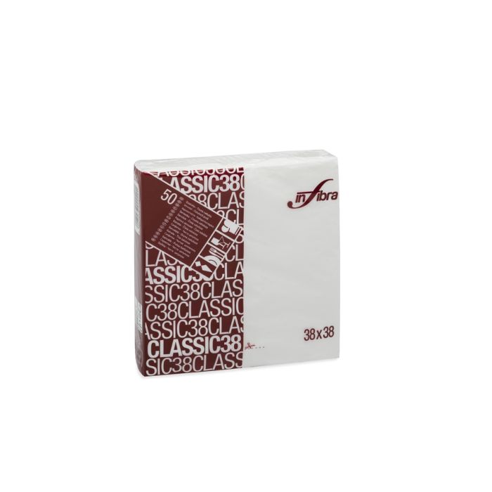 Tovagliolo 38 x 38 cm 2 veli bianco confezione 50 pezzi Infibra Classic