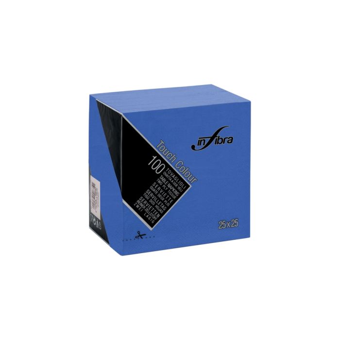 Tovagliolo 25 x 25 cm 2 veli blu confezione 100 pezzi Infibra Colour - Touch