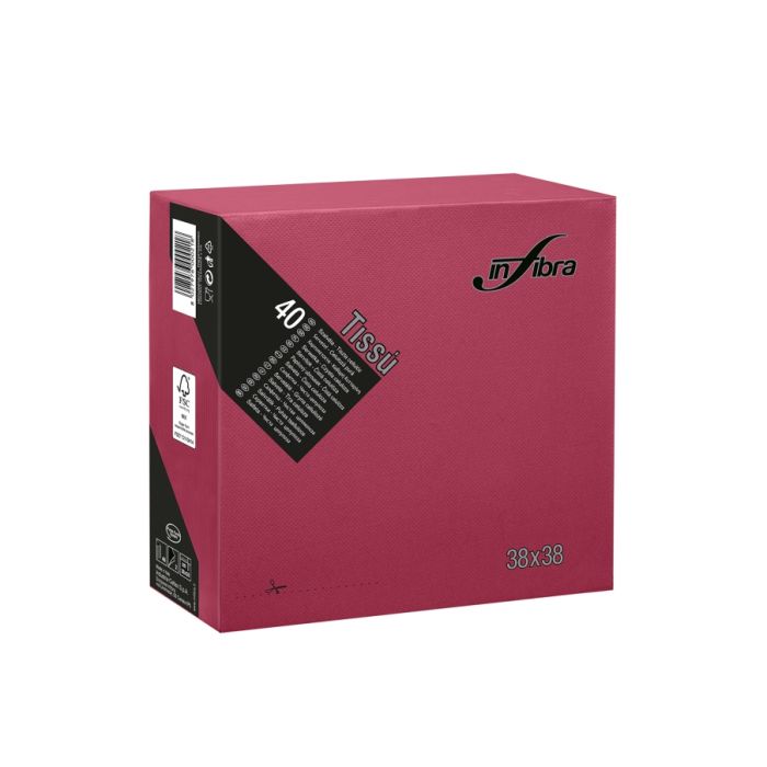 Tovagliolo 38 x 38 cm 2 veli bordeaux confezione 40 pezzi Infibra Tissù