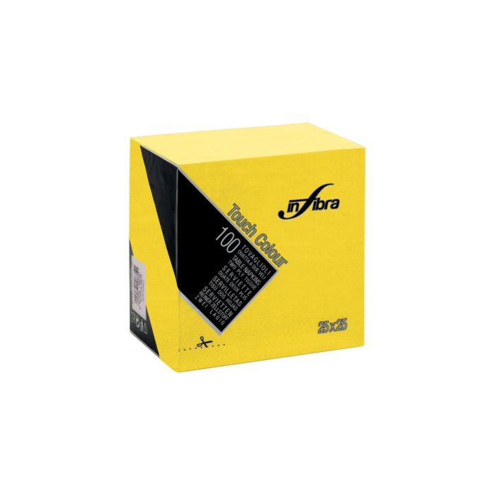 Tovagliolo 25 x 25 cm 2 veli giallo confezione 100 pezzi Infibra Colour