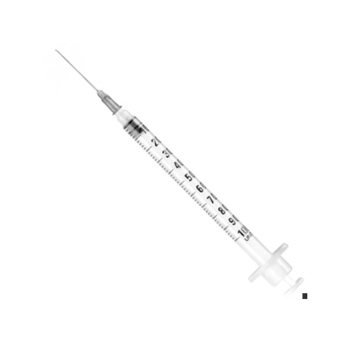 Siringa per tubercolina 1 ml con ago 26G 0,45 x 12,7 mm spazio nullo sterile confezione da 100 pezzi Rays INJ/LIGHT