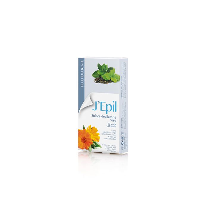 Strisce depilatorie viso per pelli delicate tè verde e calendula 10 pezzi Xanitalia Jepil
