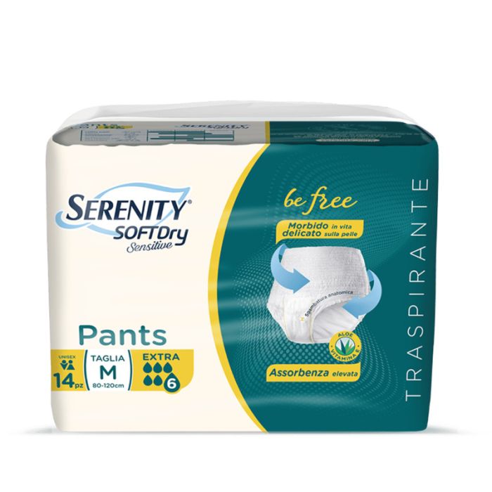 Mutandina assorbente taglia M Extra da 12 pezzi Serenity SoftDry Sensitive Pants Be Free