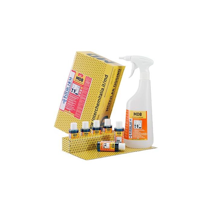 Detergente bagno ultraconcentrato kit 6 monodosi 40 ml Interchem MD 8 Bagno Fresh
