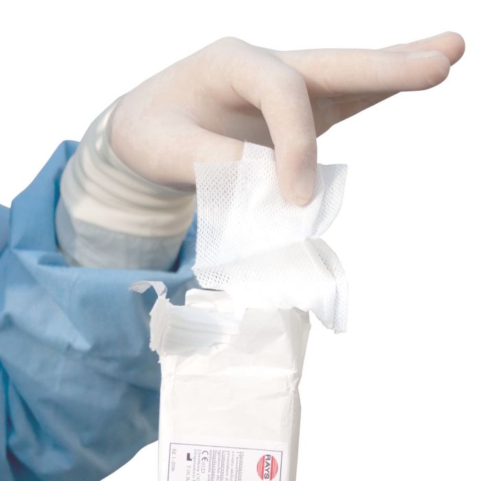 Garza non sterile in tessuto non tessuto 7,5 x 7,5 cm piegata 4 strati confezione da 100 pezzi Rays
