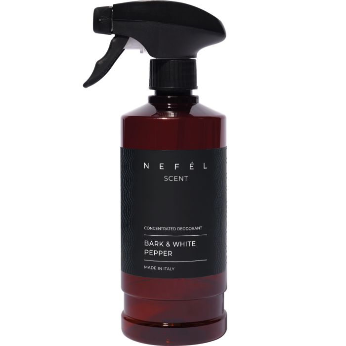 Deodorante concentrato per ambienti superfici e tessuti 480 ml Nefél Scent Bark & White Pepper
