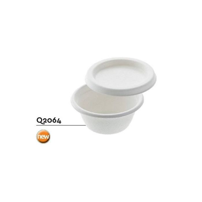 Ciotolina tonda in polpa di cellulosa con coperchio 59 ml Ø 6,8 x 3 cm 50 pezzi Leone