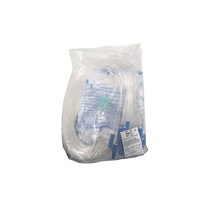Med's Sacche urina da letto 2000 cc con tubo da 90 cm con rubinetto di scarico e valcola antireflusso conf. 180 pezzi 