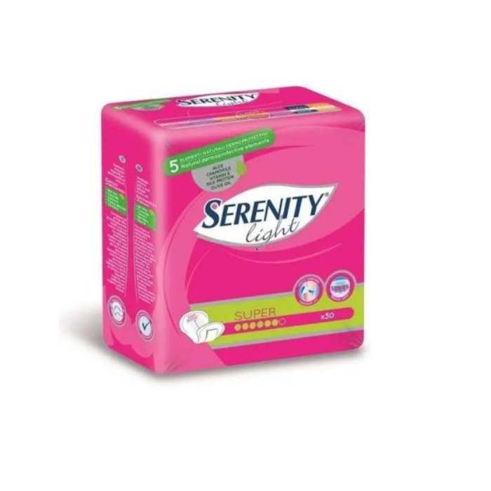Assorbenti per incontinenza femminile anatomici Super da 30 pezzi Serenity Light Lady