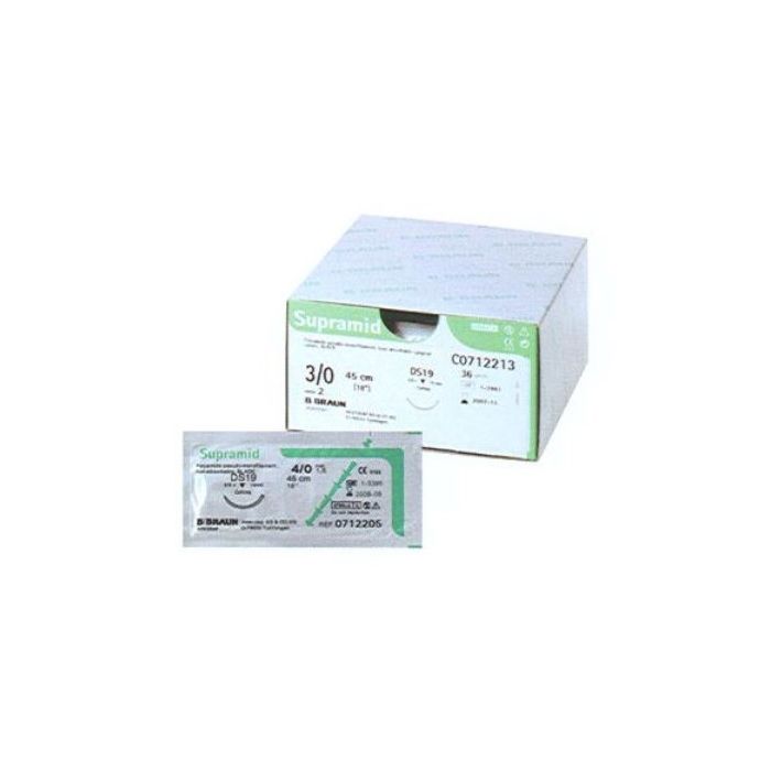 Suture non assorbibili Supramid filo nero 3/0 45 cm ago DS 16 mm 36 pezzi B. Braun