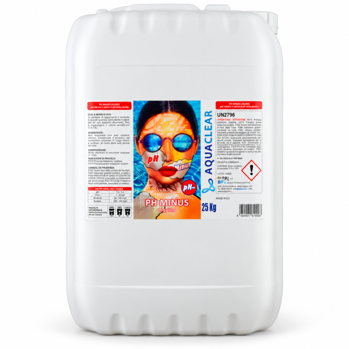 pH Minus liquido al 50% per piscine e spa confezione 25 kg Aquaclear