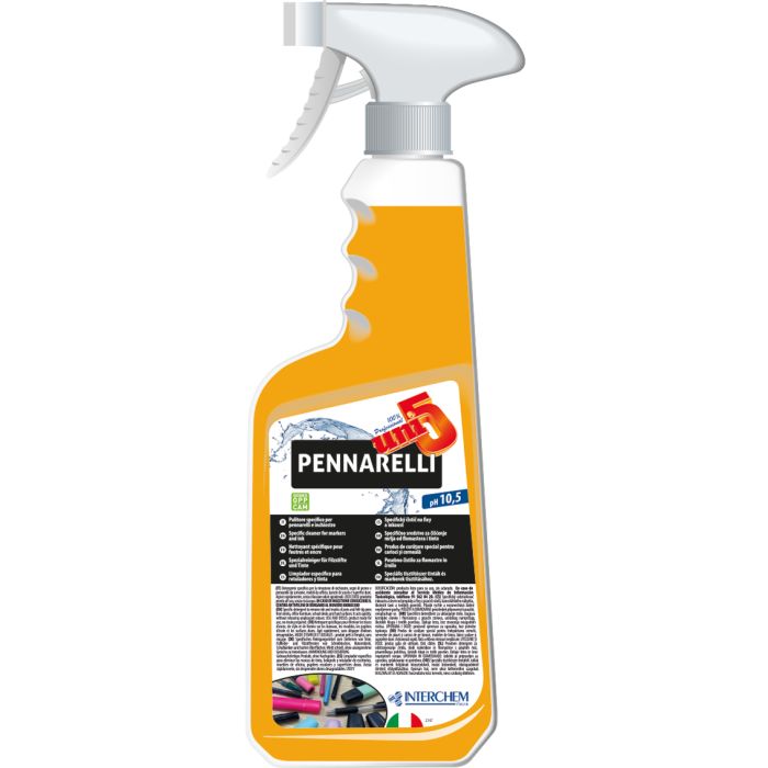 Detergente per inchiostro penne e pennarelli su scrivanie e banchi 750 ml con spray Interchem Uni5 Pennarelli