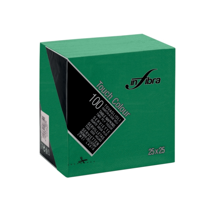 Tovagliolo 25 x 25 cm 2 veli verde foresta confezione 100 pezzi Infibra Colour
