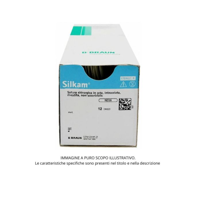 Sutura non assorbibile in seta intrecciata 2 75 cm ago DS35 nero 36 pezzi B. Braun Silkam