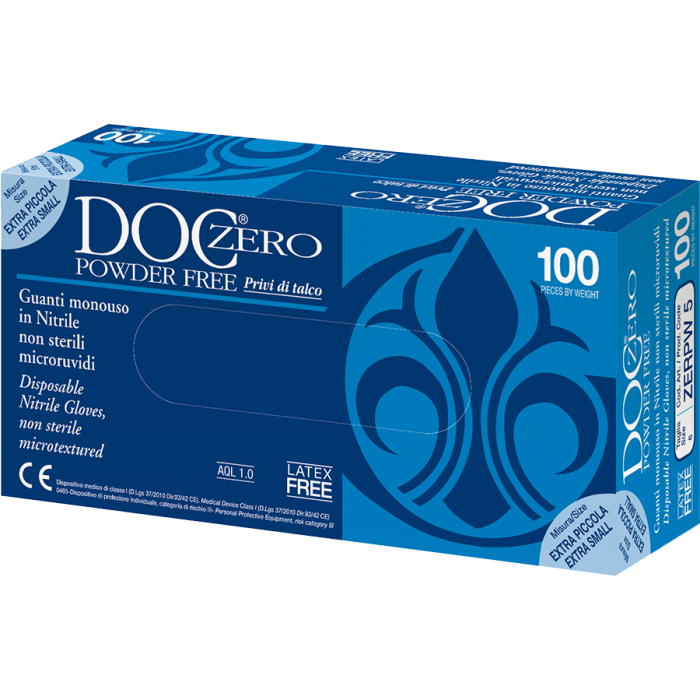 GARDENING DOC ZERO Guanto in nitrile azzurro 4,9 gr senza polvere conf. 100 pezzi 