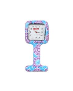 Orologio per infermiere quadrato fantasia viola e azzurro Gima