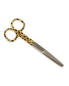 Forbici rette con punte alterne in acciaio inox 14 cm anelli fantasia leopardo Gima