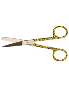 Forbici rette con punte alterne in acciaio inox 14 cm anelli fantasia leopardo Gima