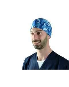 Cappellino chirurgico sala operatoria fantasia militare blu taglia M Gima