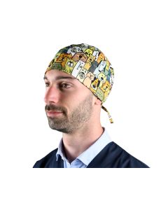 Cappellino chirurgico sala operatoria fantasia cani taglia M Gima