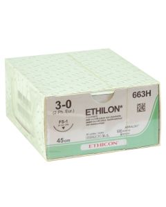 Sutura monofilamento sterile non assorbibile Ethicon Ethilon 3/0 ago 24 mm Conf. 36 pezzi