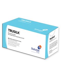Sutura non ass. Trusilk calibro 3/0, curva 1/2, ago 19 mm, lung. 75 cm, nero, conf. 12 pezzi