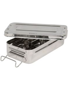 SCATOLA PORTASTRUMENTI IN ACCIAIO INOX 20x10x4,5 cm con manici