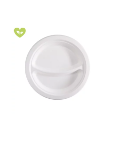 Piatti in polpa di cellulosa monouso tondi a 2 scomparti 23 cm 50 pezzi