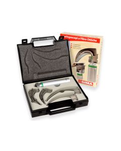 Set laringoscopio F.O. adulti GIMA Green 2,5 V LED (lame Mc Intosh 1-2-3-4)