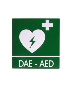 Cartello segnalatore DAE/AED in alluminio per defibrillatori 29x36 cm