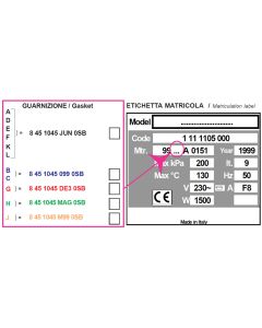 Guarnizione per autoclave H100 numero di serie A,D,E,F,K,L-Gima