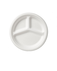 Piatti in polpa di cellulosa monouso tondi a 3 scomparti 26 cm 50 pezzi