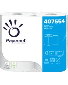 Papernet 407554 carta igienica 4 rotoli 500 strappi compatta 2 veli 