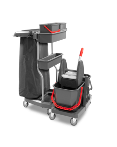 VDM LZSM S4 C ECOGREEN carrello pulizia pavimenti con reggisacco in plastica aperto con strizzatore per frangia