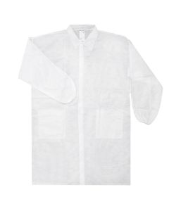 Rays Camice da laboratorio in SMS bianco da 30gr./m2 con colletto e chiusura anteriore con velcro