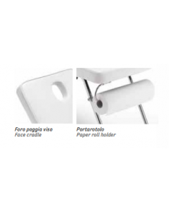 Lettino estetista con portarotolo bianco Orione-183x63x75 h cm