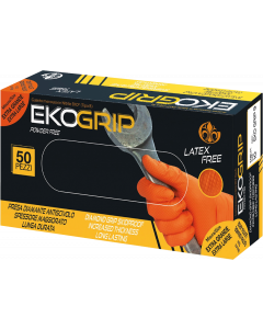 GARDENING EKO GRIP Guanto in nitrile arancione 8,7 gr senza polvere puntinato con. 50 pezzi