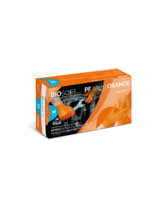 RAYS BIOSOFT PF TECH ORANGE Guanto in nitrile arancione 8,7 gr senza polvere puntinato conf. 50 pz