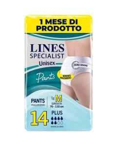 Lines specialist pannolone Pants unisex Super taglia M 14 pezzi