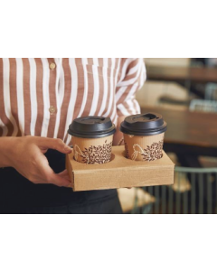 Portabicchiere da 2 in cartone per asporto bicchieri caffè/cappuccino 50 pezzi