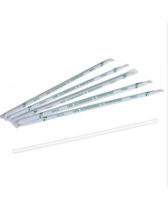 Cannucce 21 cm imbustate singole bianche monouso in PLA compostabili 200 pezzi - Usobio