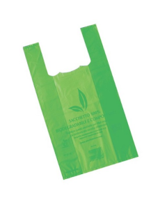 Shopper compostabili in Materbi grandi colore verde da 4 kg misura 30  + 20  x 60 cm
