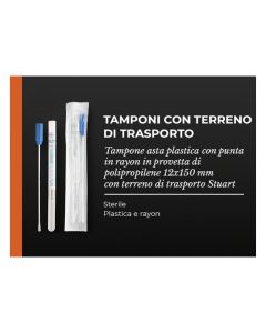Tamponi in provetta 12x150 mm con terreno STUART conf. 100 pezzi