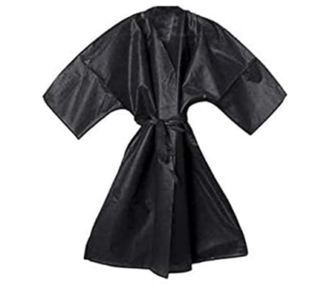 Kimono monouso nero in tnt pesante imbustato singolo