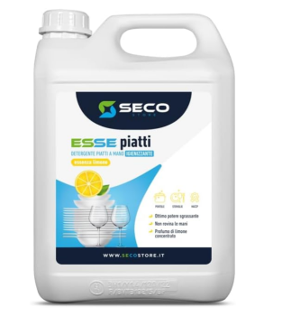 Secostore ESSE PIATTI detergente piatti a mano neutro igienizzante profumato al limone 5 litri