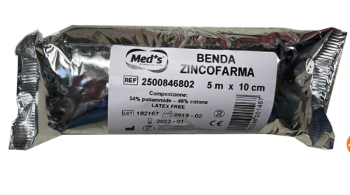 Benda zincofarma benda all'ossido di zinco anelastica misura cm 10 x 5 m 